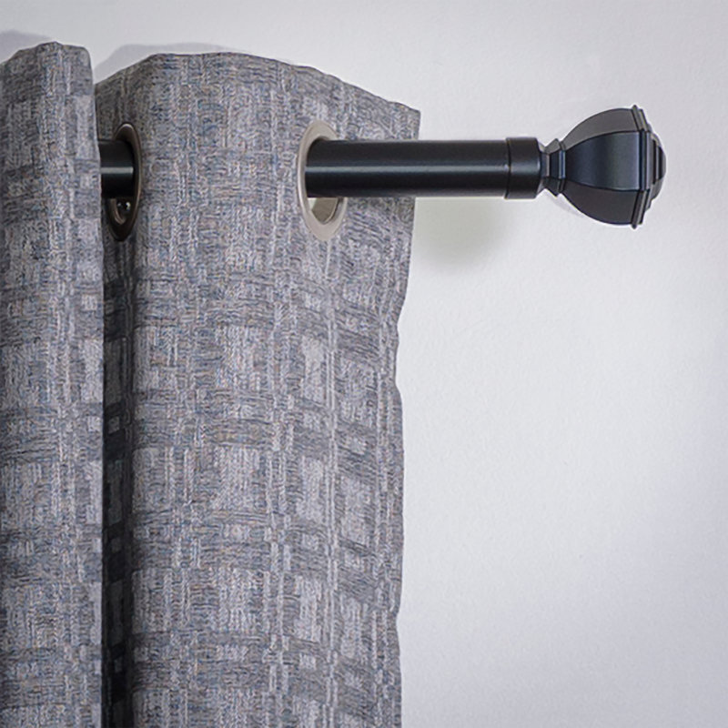 Venice Single Curtain Rod, 3" H x 48" W x 5.25" D, Black