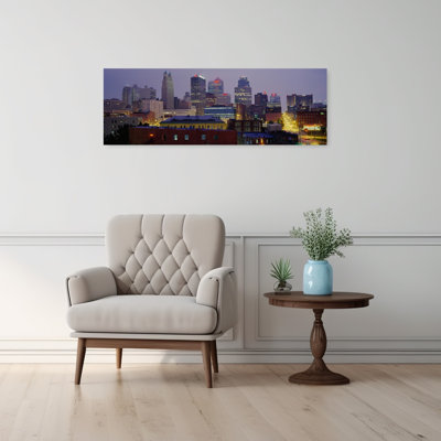 Buildings Lit Up At Dusk, Kansas City, Missouri, Usa Contemporary Architecture City Wall Art