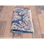 Tapis oriental carré carré en laine nouée à la main délavée à l'allure vieillie 1 pi 7 po x 1 po 7 po bleu marine et vieux persan Kerman