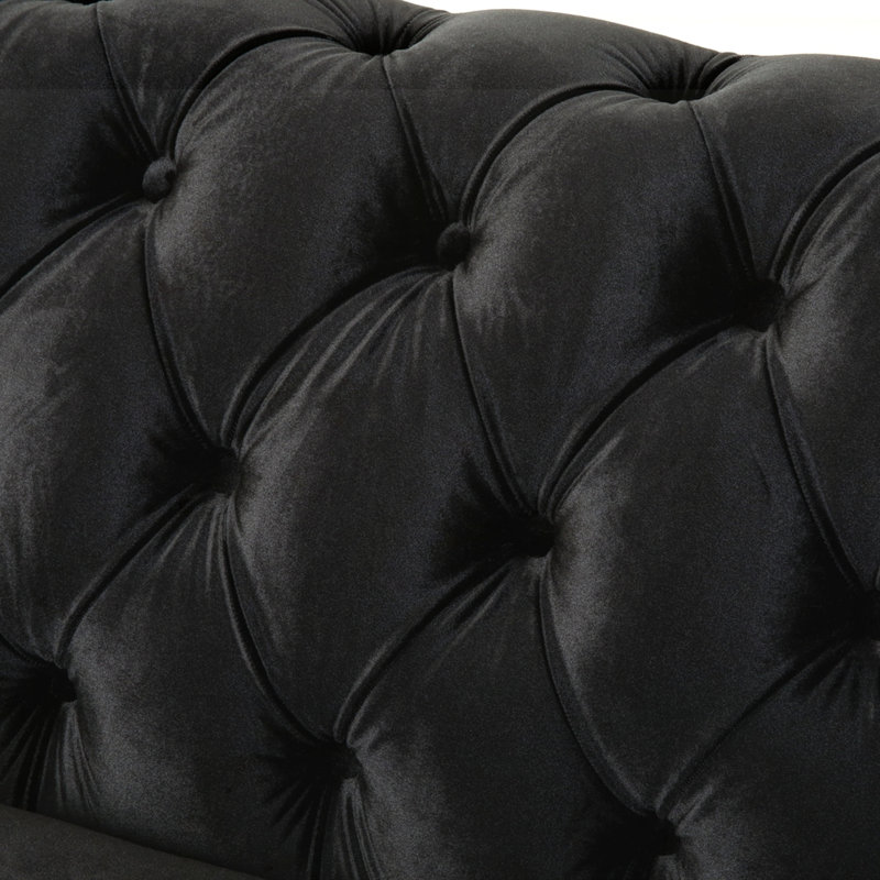 Canapé en velours Chesterfield 59,44 po, Noir
