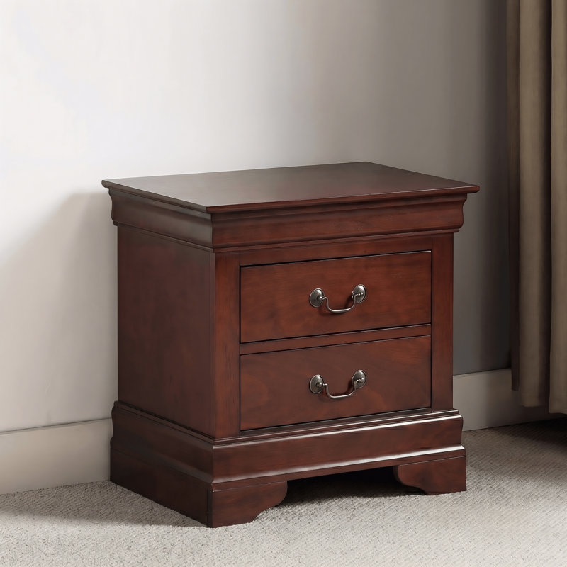 Temara Rich Cherry 2 Drawers Nightstand, Rich Cherry