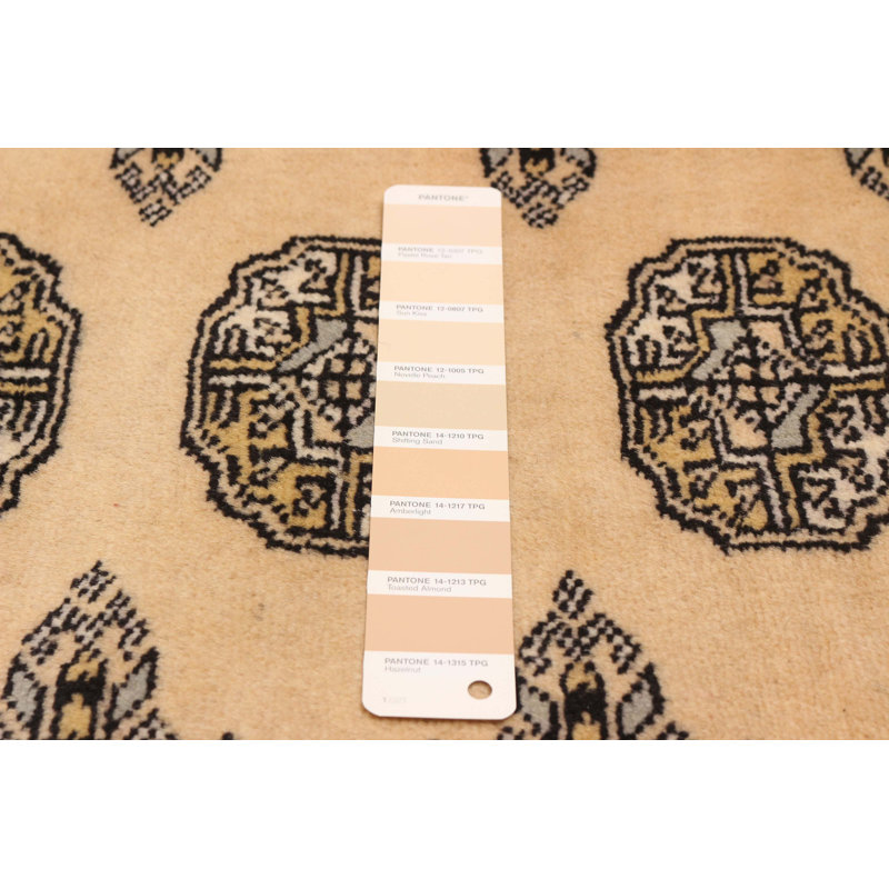 Tapis unique en laine noué à la main beige Bokhara 9 pi 3 po x 12 pi 1 po