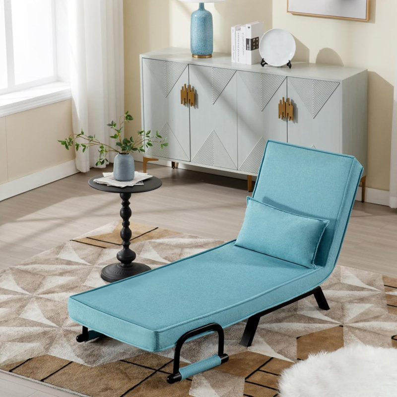 Reian 60cm Upholstered Futon Chair, Blue