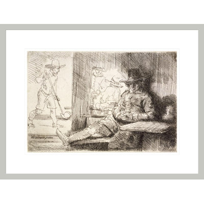 Le joueur de golf (Bartsch no. 125 II / 2) par Rembrandt van Rijn - Estampe numérique encadrée