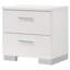 Table de chevet blanche 2 tiroirs ultrabrillante