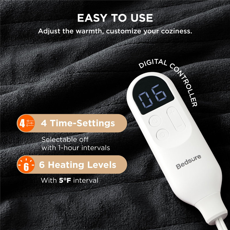 Cozy Winter Collection Electric Blanket - Dual Control Heated Blanket , Fast Heating with 10 Time Settings & 10 Heat Settings