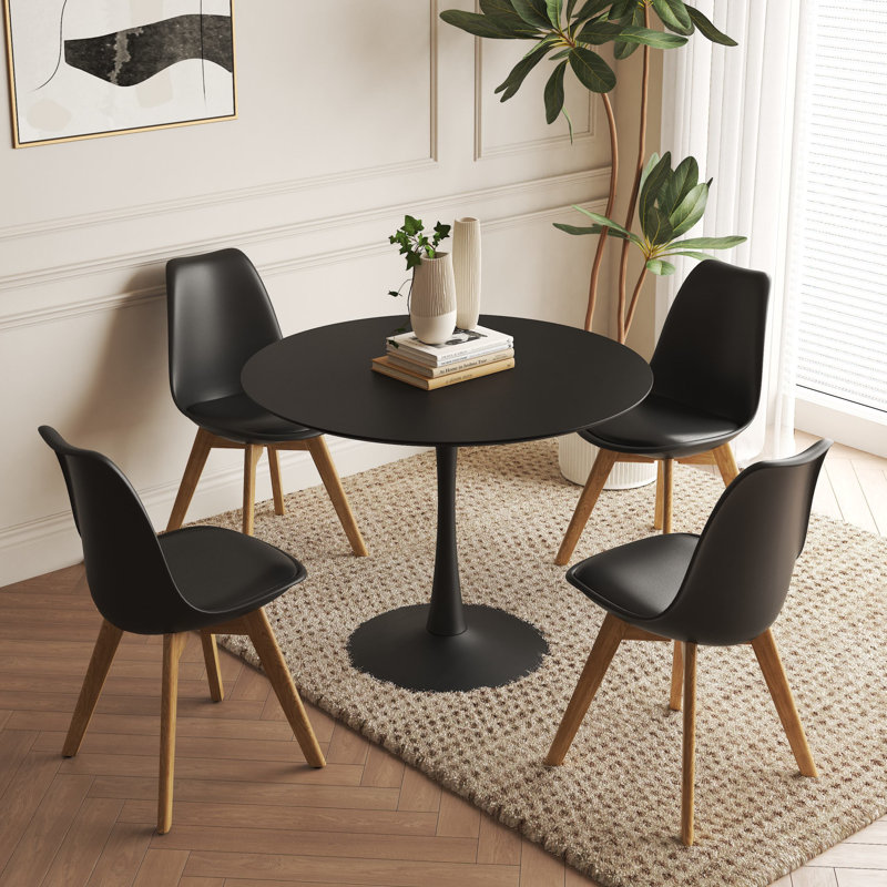Jennice Round Dining Set, Noir, noir, noir, noir, 29 po x 39,5 po