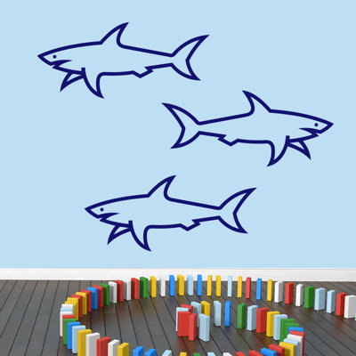 Ensemble de 3 décalcomanies murales requins