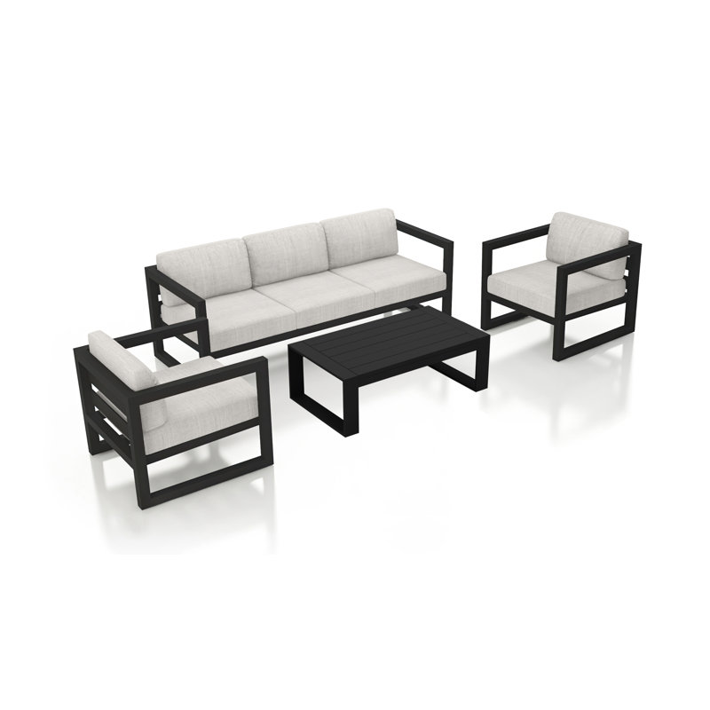 Avion 5 - Person Patio Conversation Set with Cushions, Cast Silver Sunbrella®