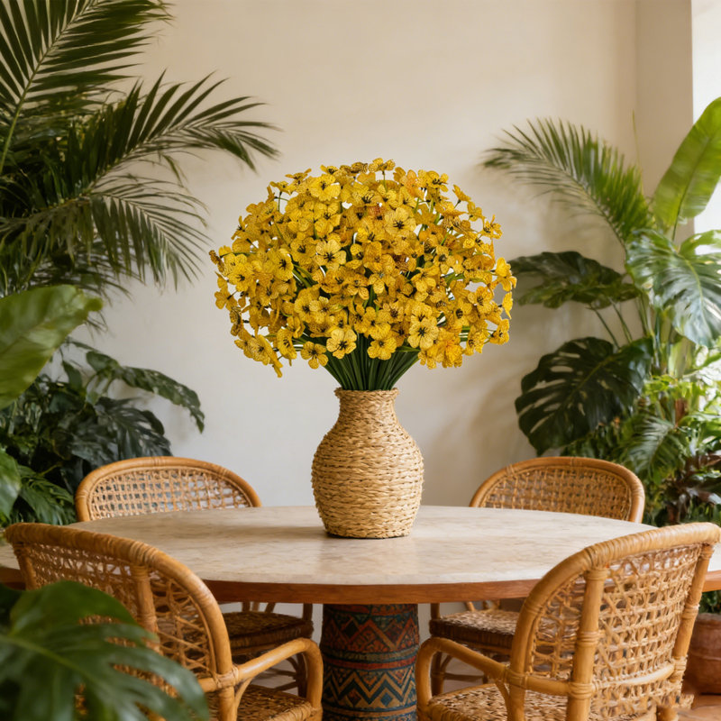 15 faisceaux de fleurs artificielles jaunes pour la décoration intérieure, pas de fleurs artificielles artificielles pour la décoration