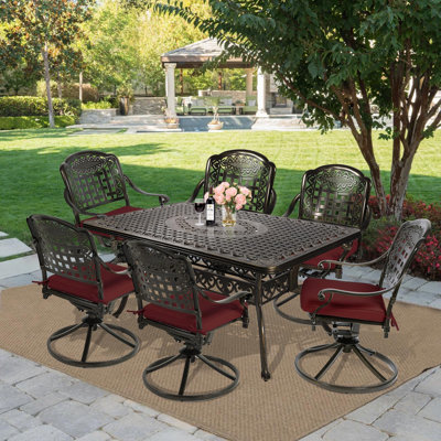 6 - Person Patio Dining Set with Rectangular Table , Cushions Included