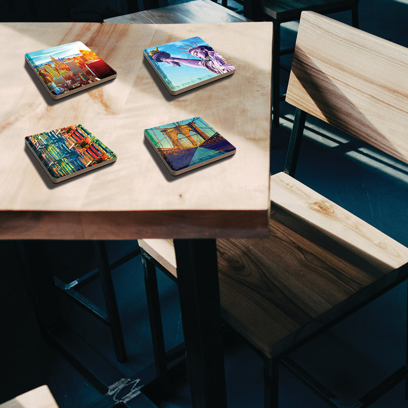 Stoneware Square 4 Piece Coaster Set