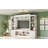 Farmhouse 4-Piece Entertainment Center With Bookshelf For Tvs Up To 70", Walnut TV Stand With Adjustable Shelves, Mid-Century Media Console With Wine Rack For Living Room, White