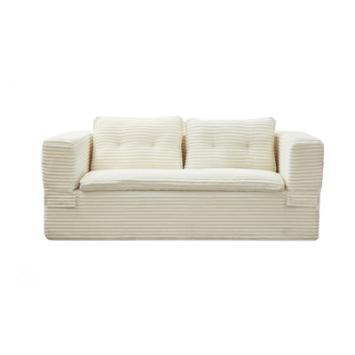 Multi Functional Sectional Sofa Bed With Independent Chaise Lounge And Convertible Blanket, Plush Corduroy Upholstery For Comfort And Style