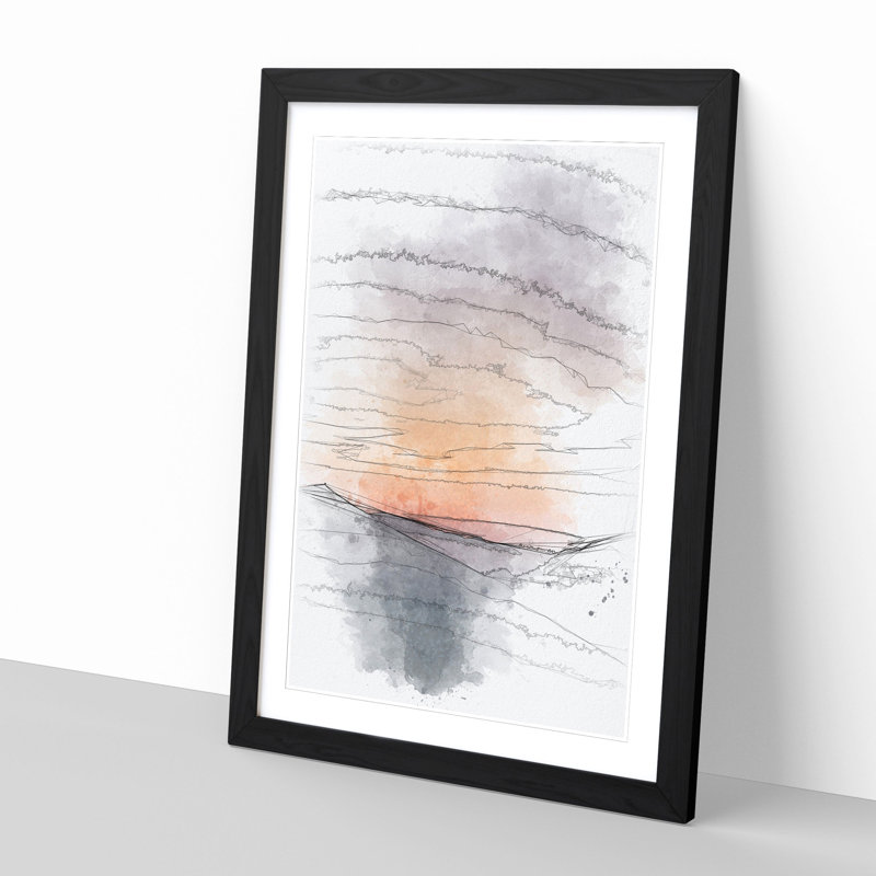 Sunrise in Vigolo Vattaro Italy 1 Piece Single Picture Frame Painting on MDF, 45cm H x 33cm W x 2cm D, Black Framed