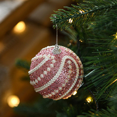 12 boules de Noël incassables à paillettes 12 pièces, boules de perles suspendues en plastique de 8 cm pour arbre de Noël, fête des Fêtes