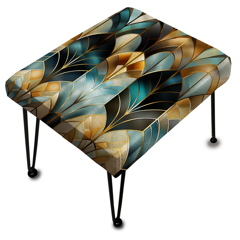 1970S Gold And Grey Geometry Pattern - Geometric Rectangle Ottoman