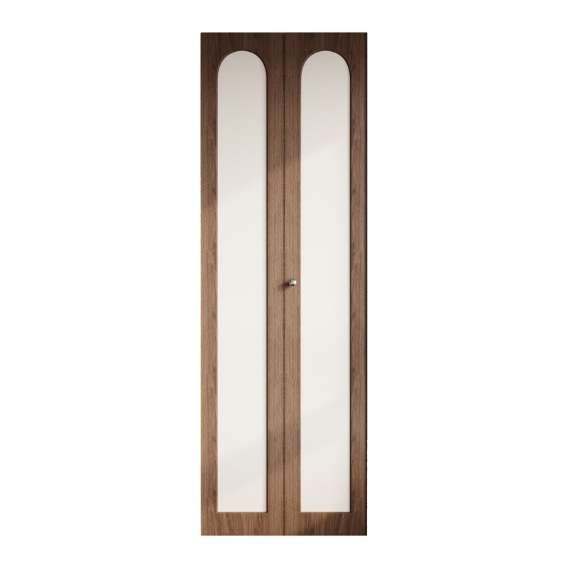 Porte de placard arquée 30 po x 80 po avec panneau décoratif en similicuir PVC, quincaillerie d'installation incluse