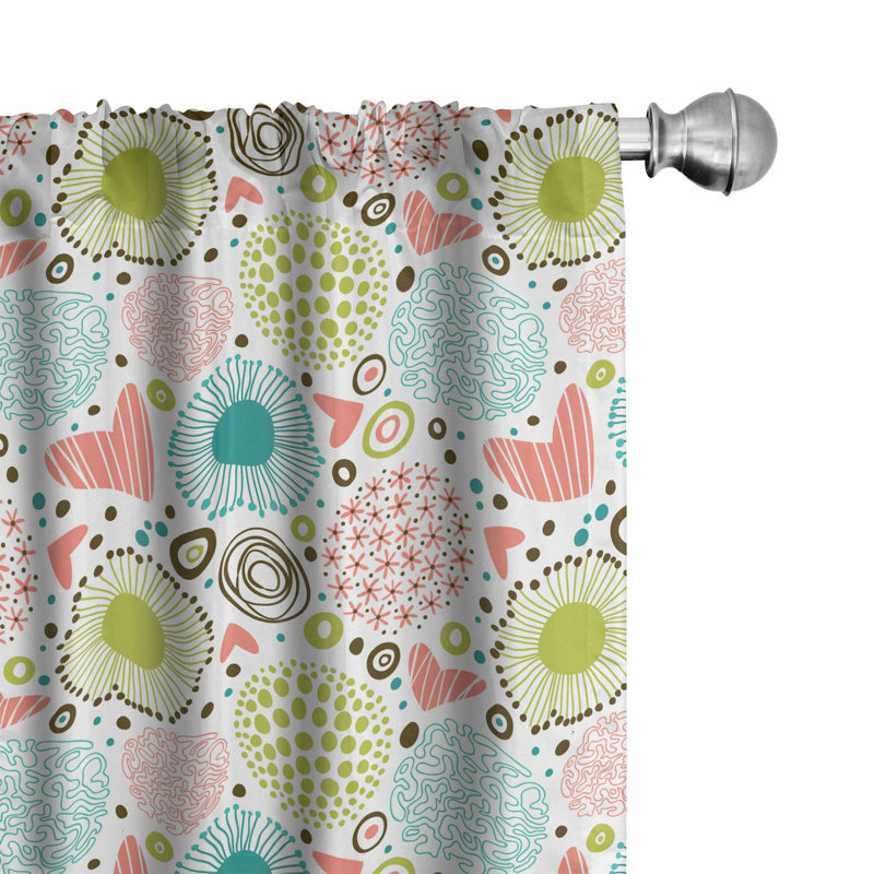 Children Floral Semi-Sheer Rod Pocket Curtain Panels, 28" x 63"