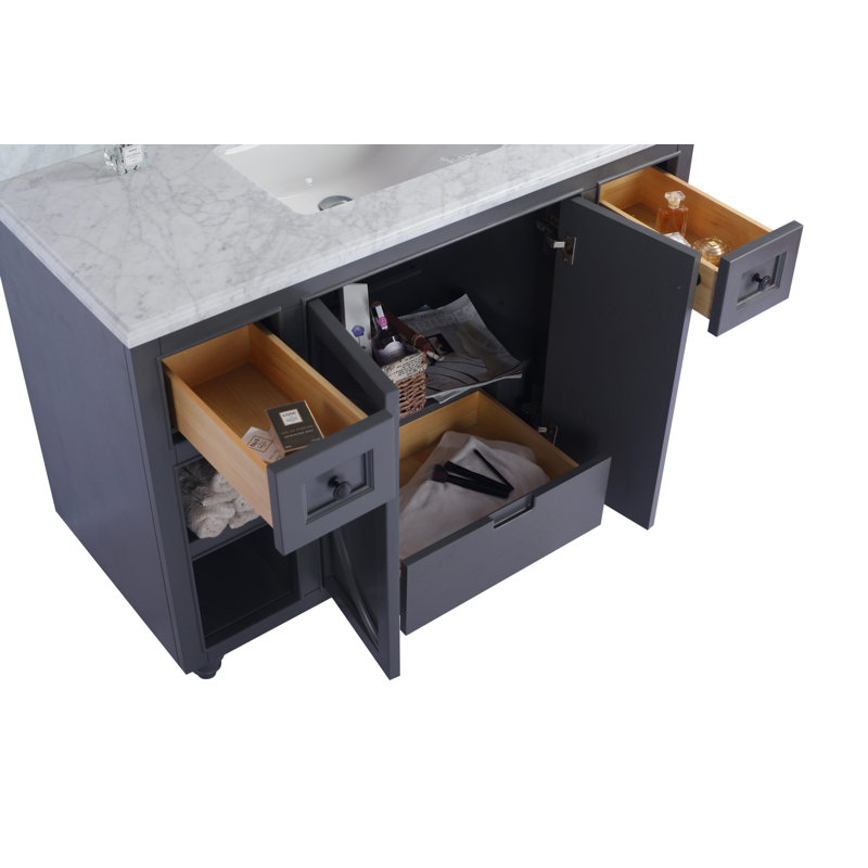Ensemble de meuble-lavabo simple 48 po Mundy, Gris érable, Blanc mat