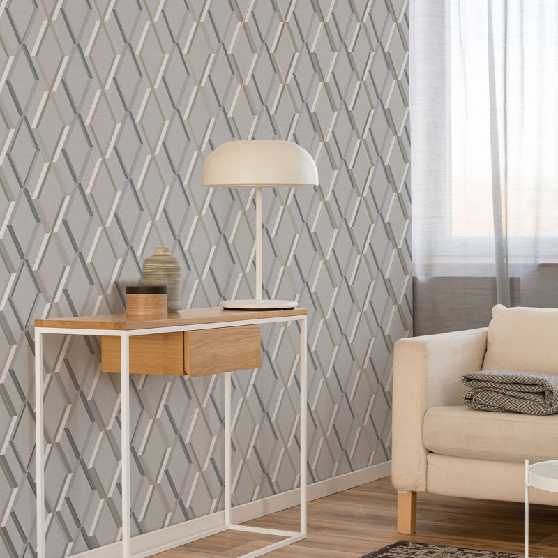 Superfresco Easy Charcoal Prestiage Geometric Wallpaper, Grey 