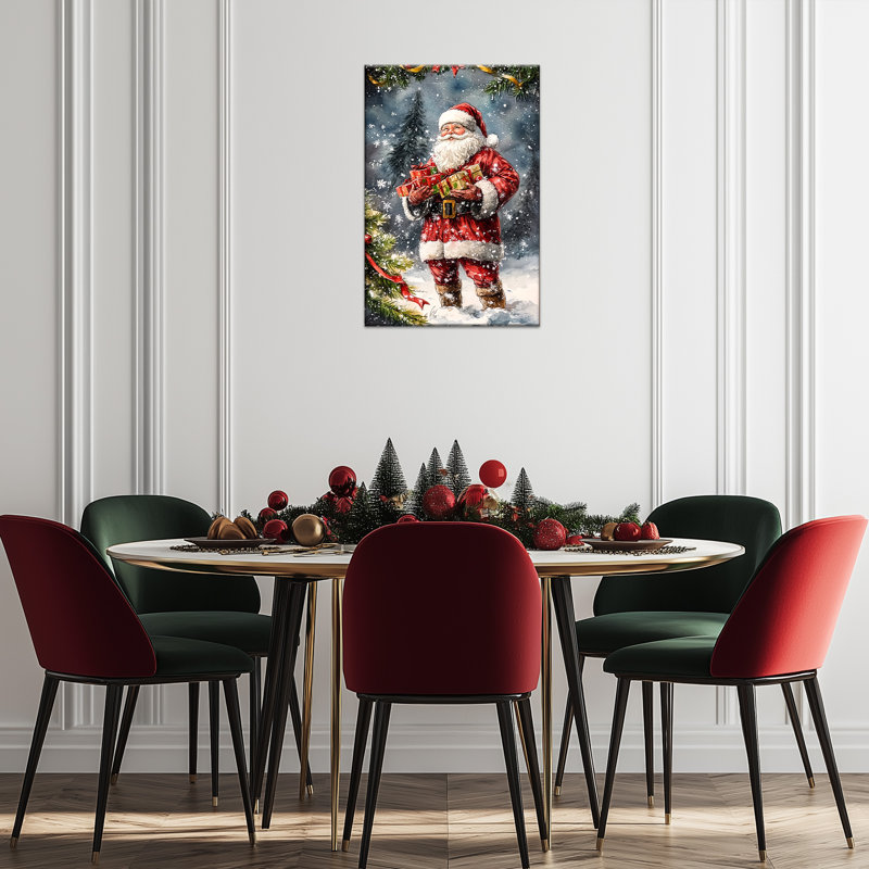 Grand tableau du père Noël Abiel - affiche de photos de scène d'hiver festive, œuvre d'art rétro des Fêtes pour la maison, le salon, la chambre, la cuisine, 28 po x 40 po