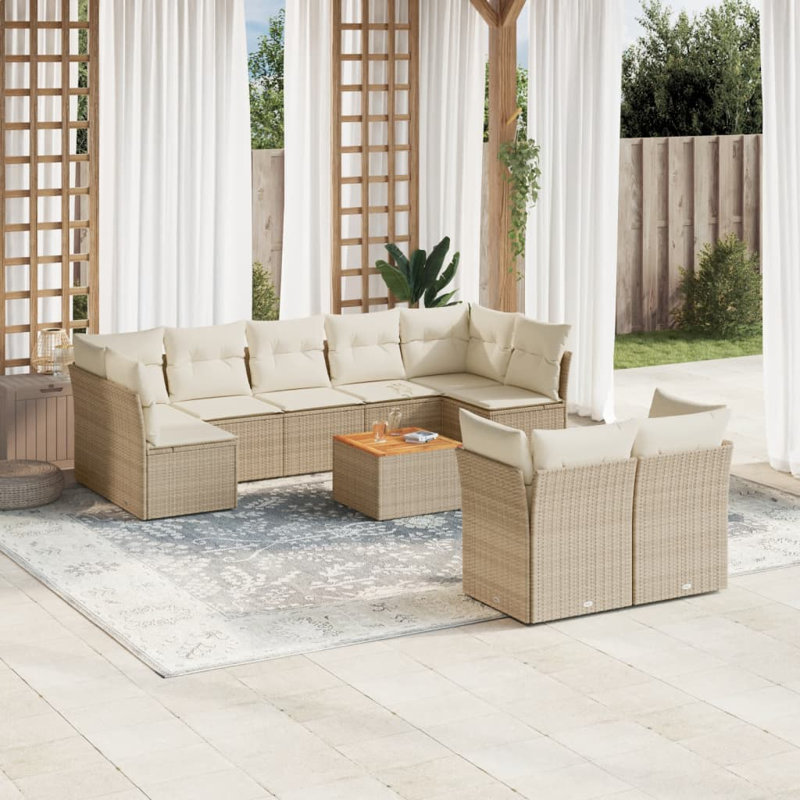 Vidaxl Garden Sofa Set Beige, Brown, Cream