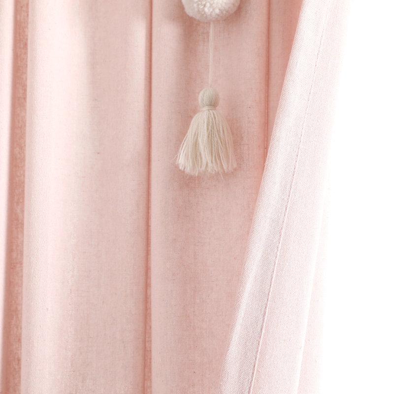 Cotton Blend Semi Sheer Curtain Single Panel, 52"W x 63"L, Blush