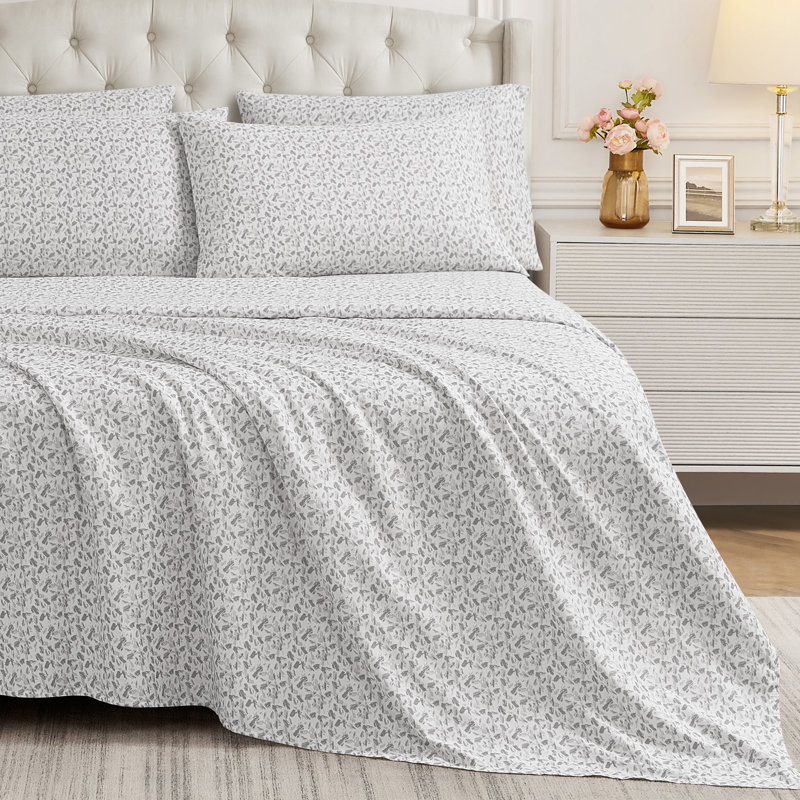 BCBG Microfiber Sheet Sets with Extra Pillowcases, King, Quinsley-Alloy Gray