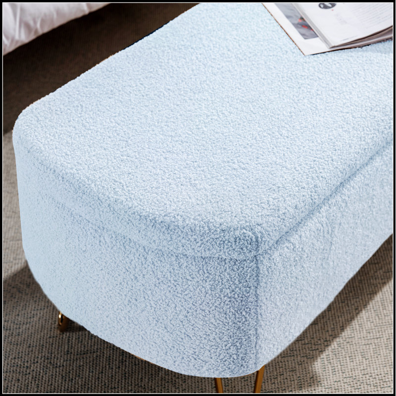 Storage Ottoman Bench for End of Bed, Entryway Bench Upholstered Padded, Blue