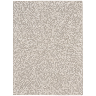 Donell Floral Area Rug in Taupe/White