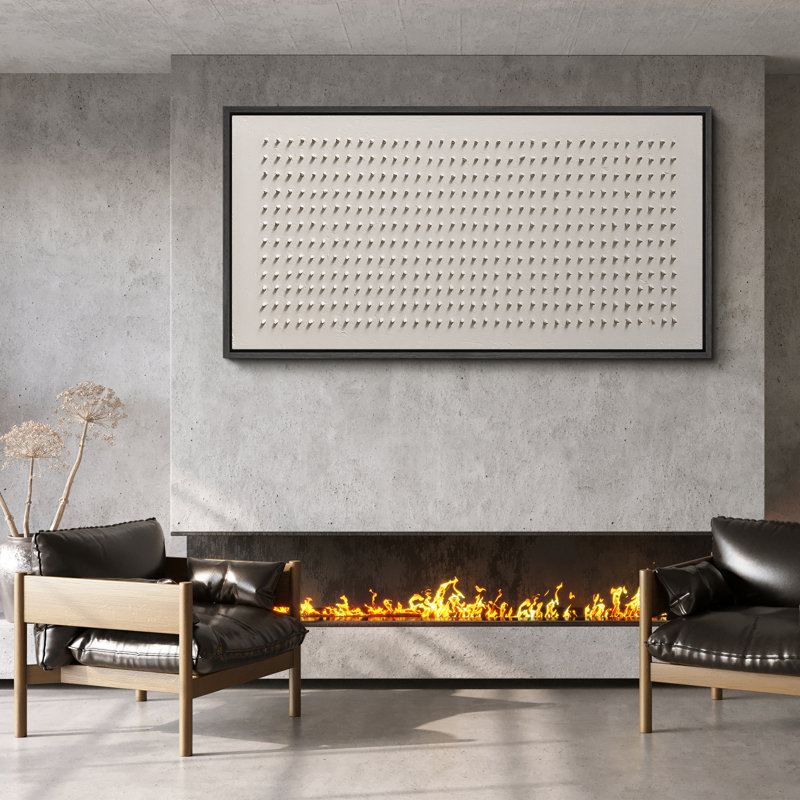 Décoration murale abstraite à motif géométrique blanc minimaliste - grande impression encadrée sur toile de la chambre principale