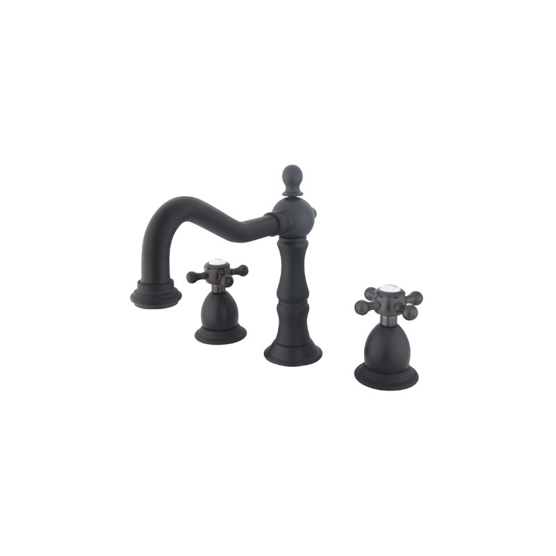 Robinet de salle de bain à large entraxe avec bonde, Bronze huilé
