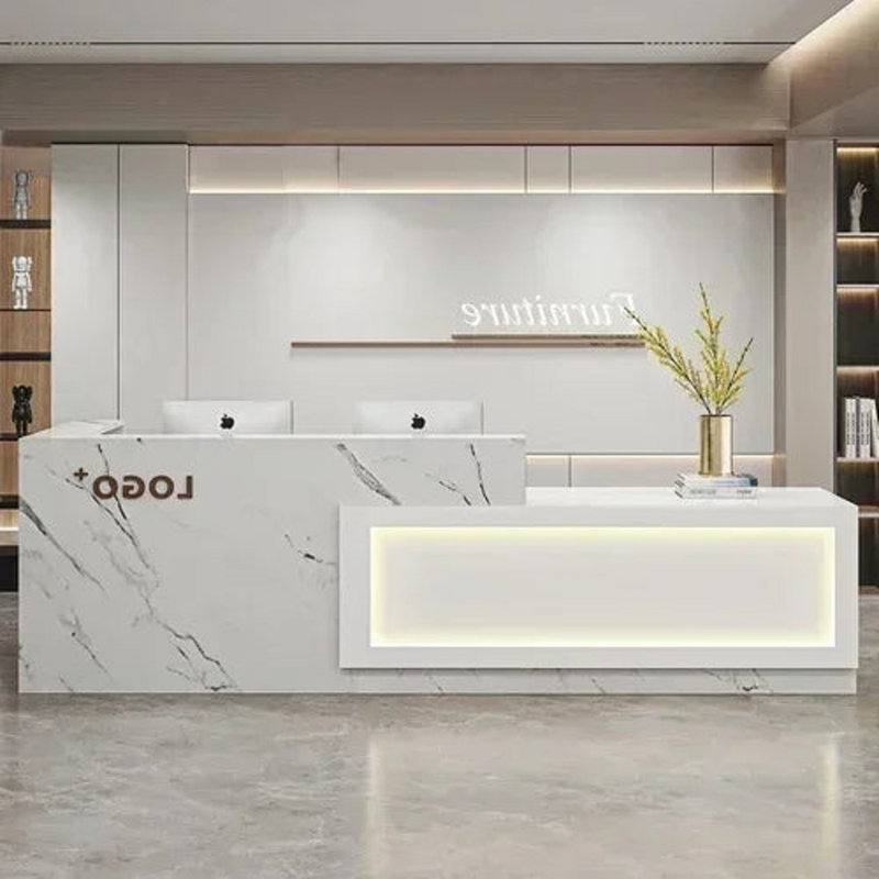 Christifer Reception Desk, White Marble