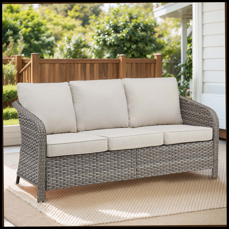 Ensemble de meubles d'extérieur en rotin de rotin et osier 73,3 "avec siège beige profond