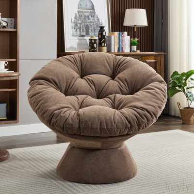 Malaeya 33.07'' Wide Tufted Chenille Swivel Barrel Chair -  Latitude RunÂ®, EB1B5B37AC014CF4968EC541EBA52DDD