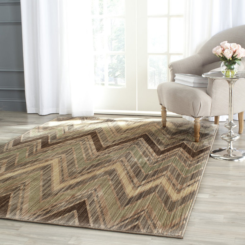 Sarabia Chevron Taupe/Beige Area Rug, Rectangle 9' x 12'
