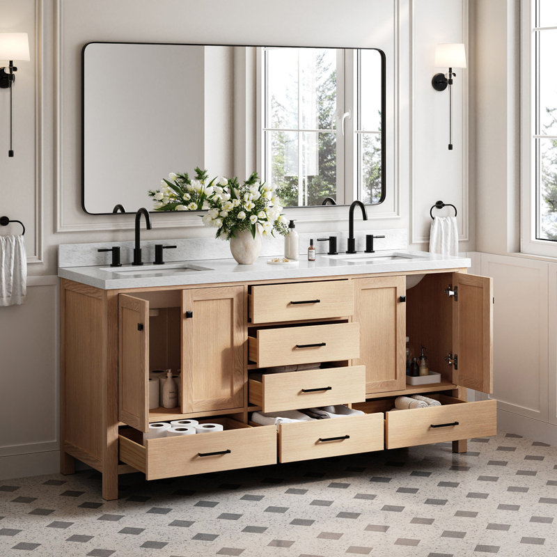 Ensemble de meuble-lavabo double 73 po Cambridge, Chêne