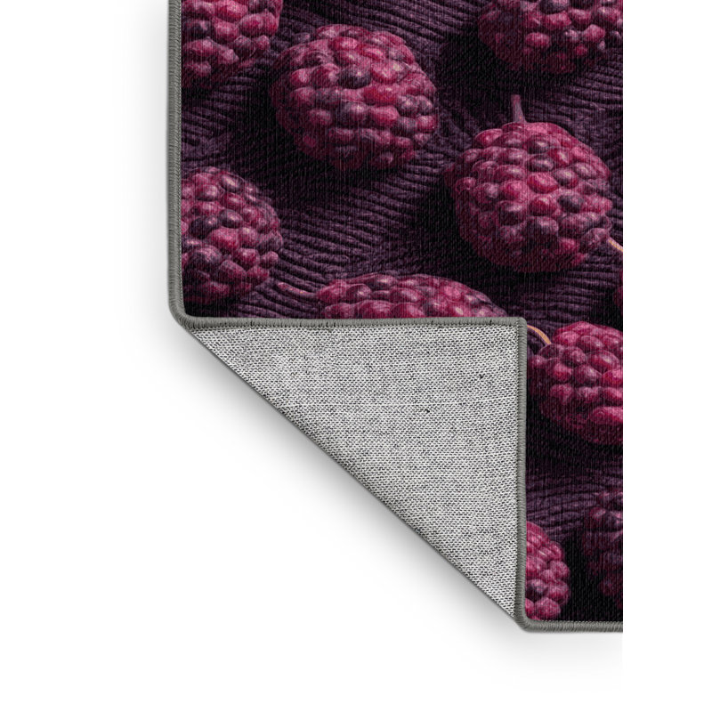 Washable Acai Berry Fruits Area Rug, Square 4'