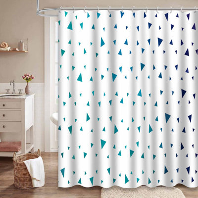 Rideau de douche à fond abstrait vert clair avec 12 crochets