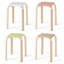 Ensemble de 4 tabourets empilables avec plateau carré et coins arrondis, bois-1886519685
