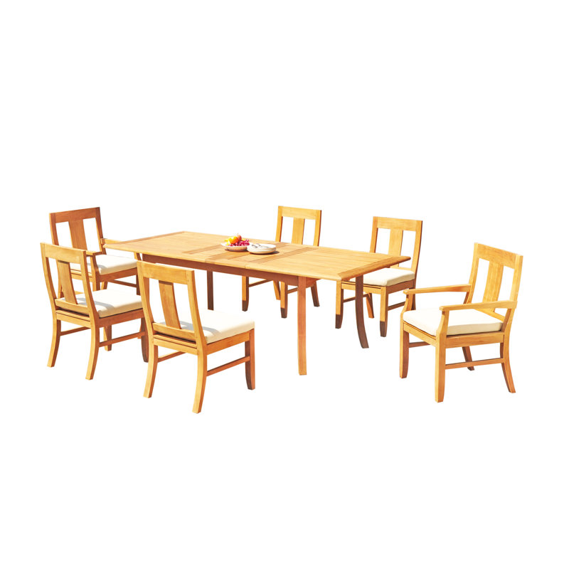 Osborne Outdoor Teak Dining Set, 94" L x 40" W x 30.5" H, 6