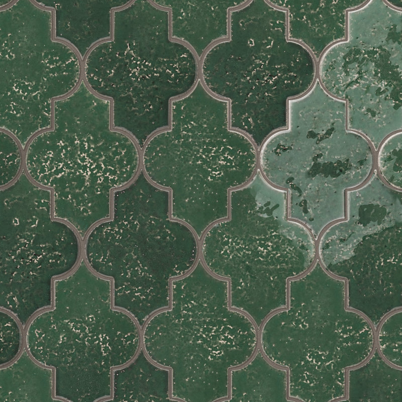 Carreau de sol et mural en porcelaine à motif gothique, 14,3 cm x 20 cm, Vert
