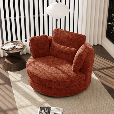 Fauteuil d'appoint en tonneau pivotant surdimensionné rembourré