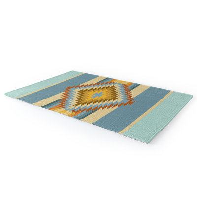 Bleu sud-ouest/brun clair Tapis décoratif