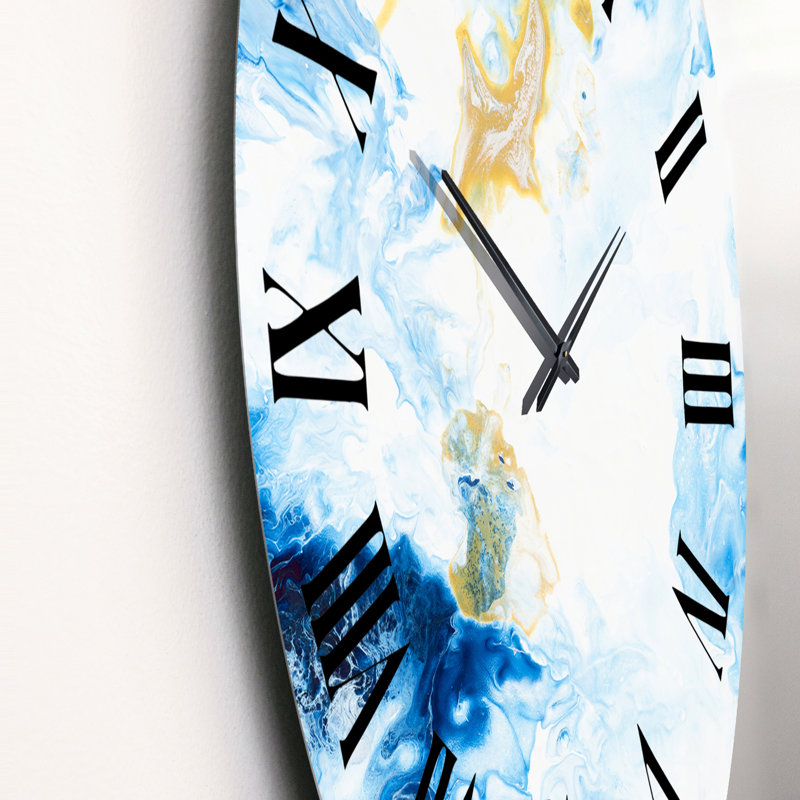 Horloge murale moderne bleue et blanche, Petit