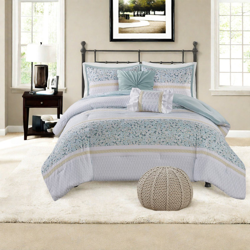 Ensembles de literie très grand / très grand californien, microfibre en tissu gaufré, confort campagnard avec coussins décoratifs