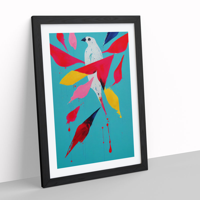 XV1022-3293X Painted Bird No.1 Abstract - Single Picture Frame Painting, Black, 64cm H x 46cm W x 2cm D