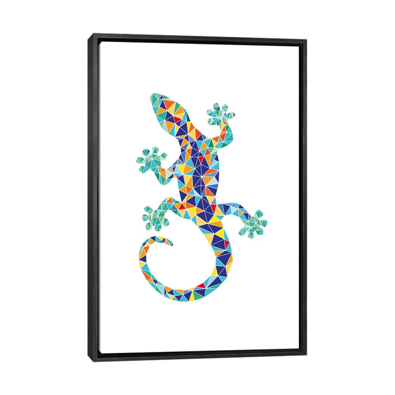 Gaudi Mosaic Dragon - impression d'art graphique, H 26 po x l 18 po x 1,5 po, Toile avec cadre noir patiné