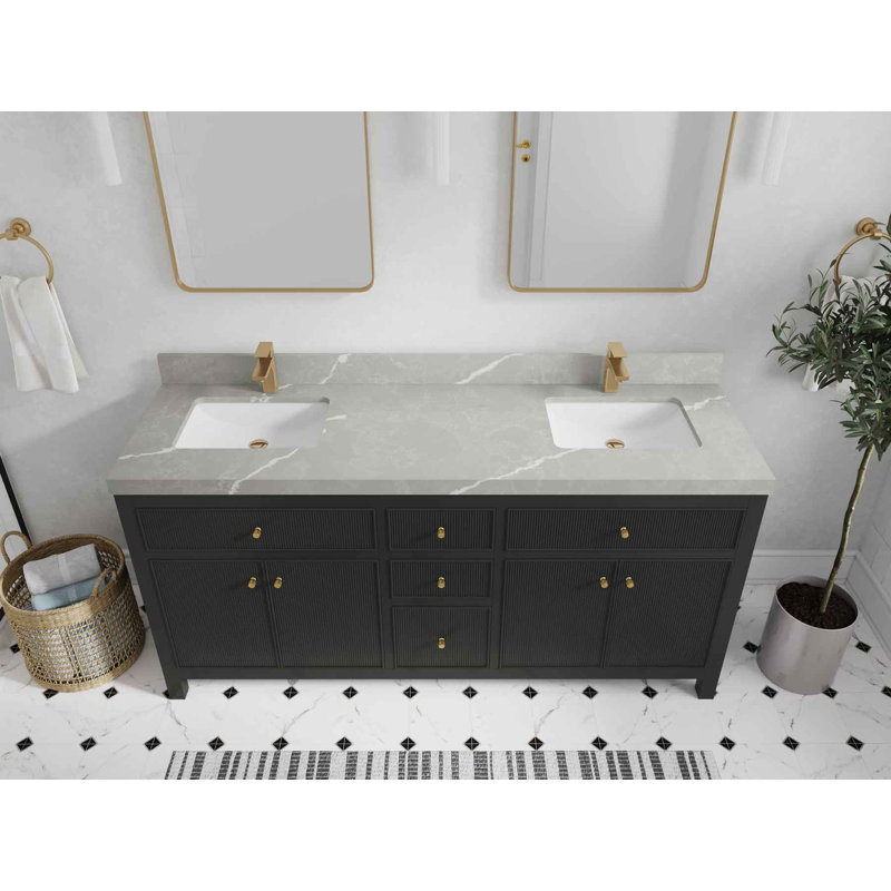 Ensemble de meuble-lavabo double 72 po Sonoma, Pearl Grey, Matte Black